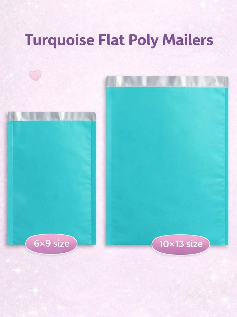 40 Turquoise Teal Flat Poly Mailers 20 6x9 + 20 10x13 Self Seal Shipping Bags